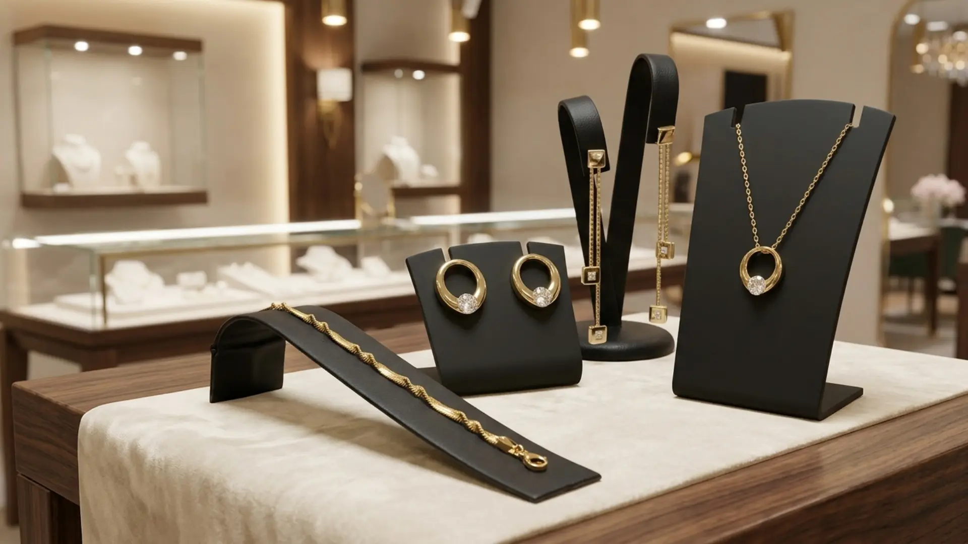 Jewellery stands in black