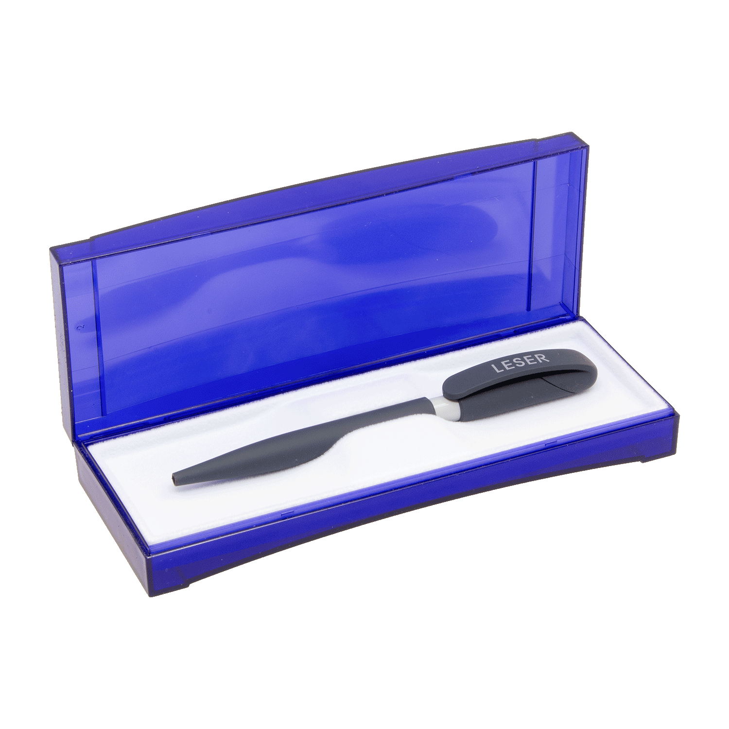 Blue plastic cases for 1 writing instrument