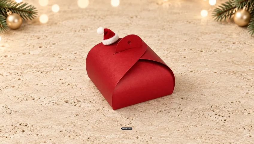 LESER fix box in red with a small Santa hat on the fastening